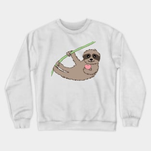 Valentine' Day Sloth Hugging a Heart Crewneck Sweatshirt